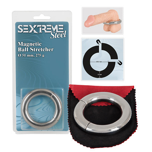 sex toy accessories sextreme magentic ball stretcher 51mm silver