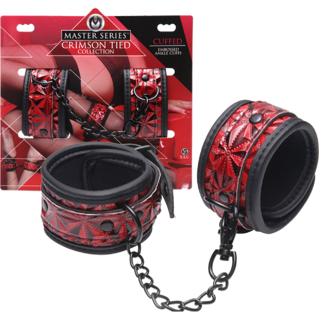 Crimson Tied Embossed Ankle Cuffs