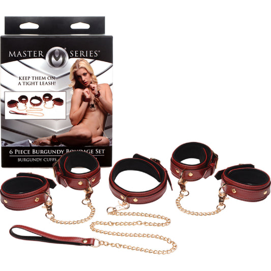 Master Seriex 6 Piece Burgundy Bondage Set