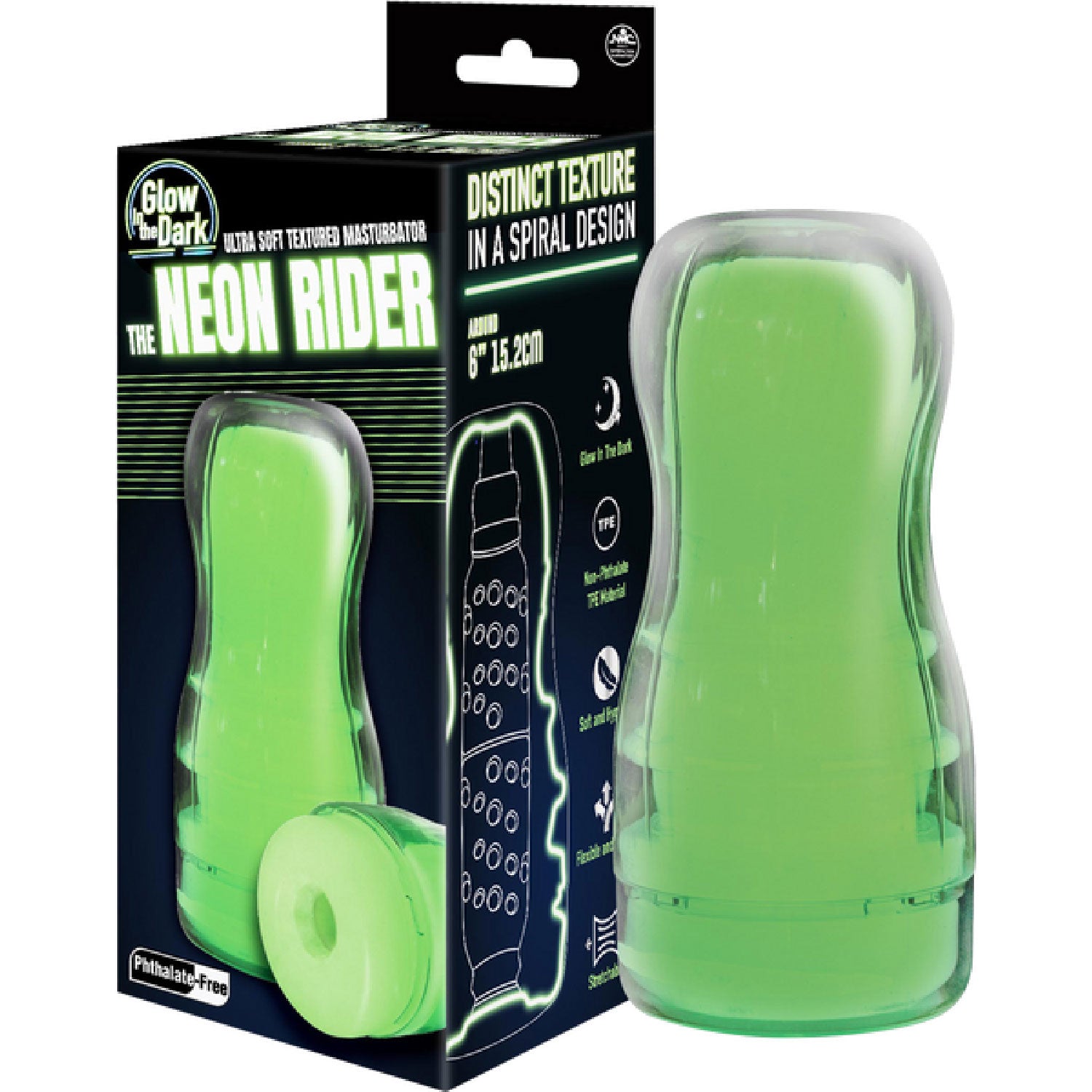 The Neon Rider Masturbator 6" - Glow in the Dark Masturbator