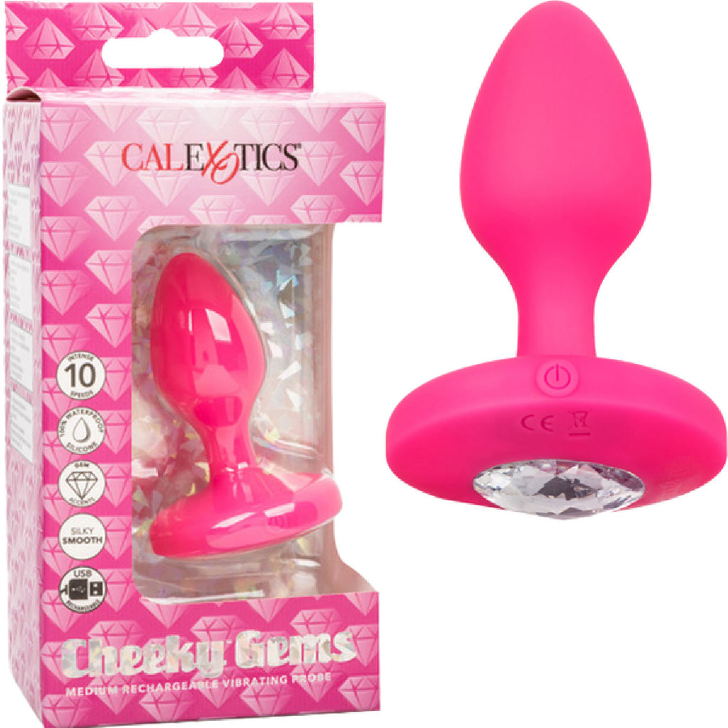 Cheeky Gems Medium Rechargeable Vibrating Probe Pink 
