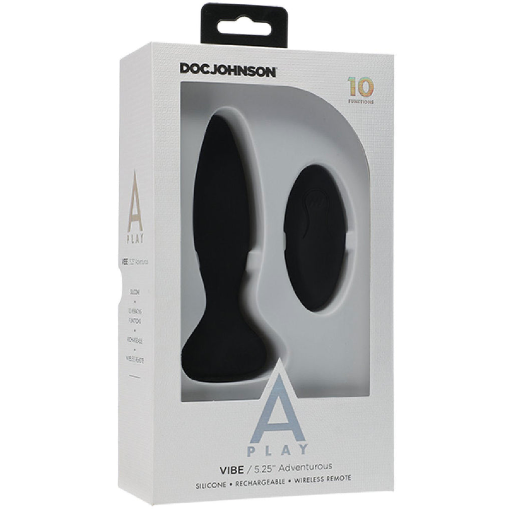 Vibe - Adventurous - Rechargeable Silicone Anal Plug With Remote (Black)
