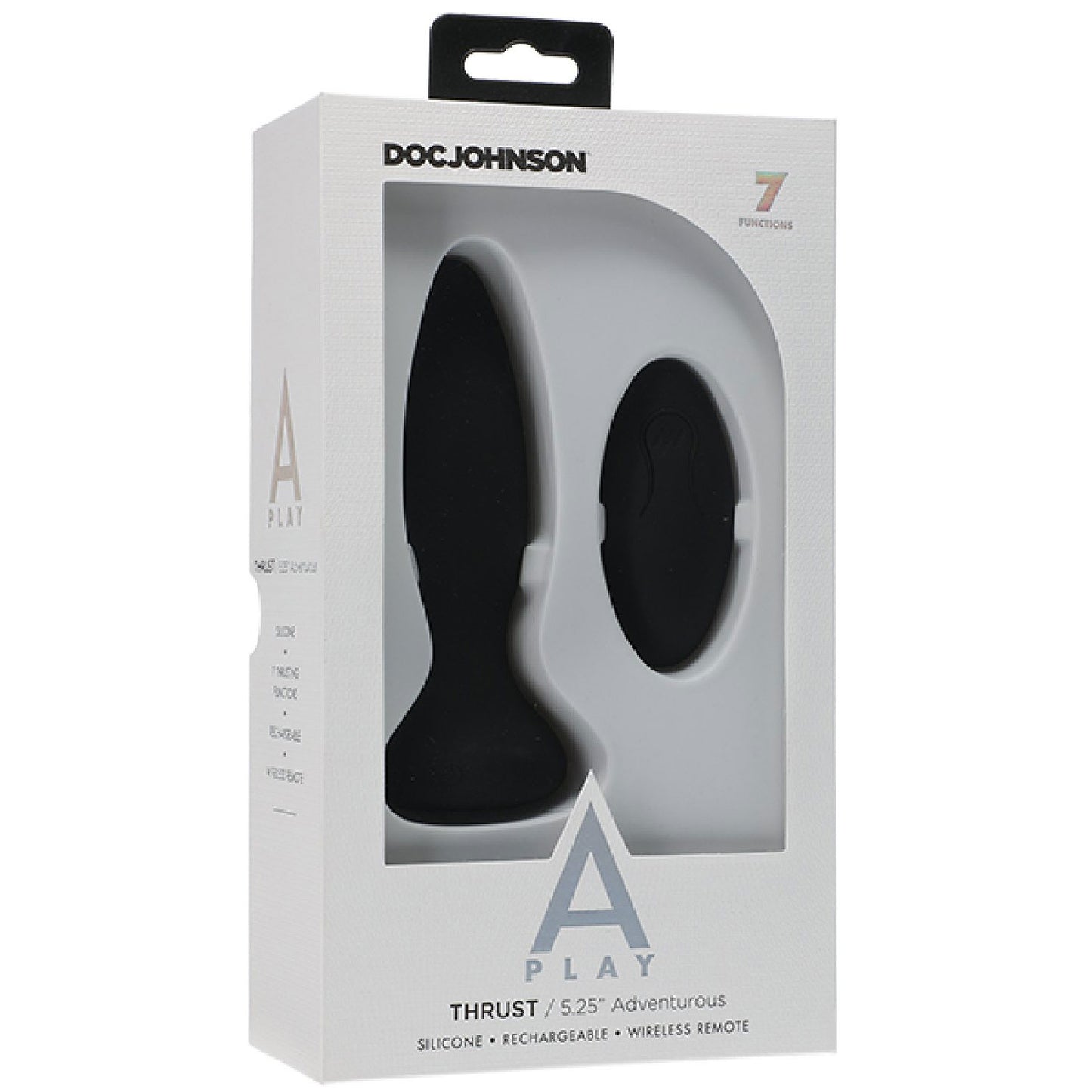 Thrust - Adventurous - Rechargeable Silicone Anal Plug With Remote (Black)