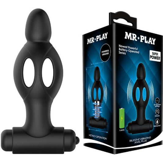 Silicone Vibrating Anal Plug (Black) 2