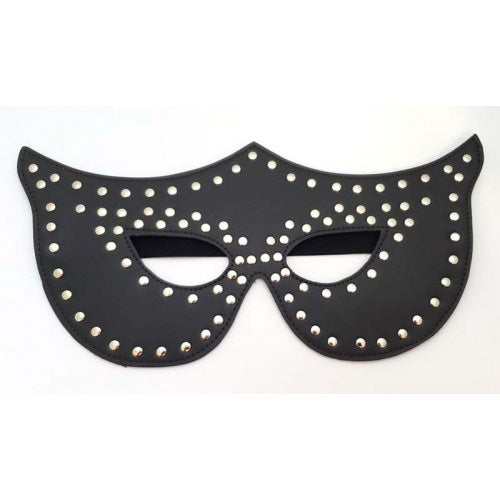 Rapture Black Leather Mask with Silver Rivets 3