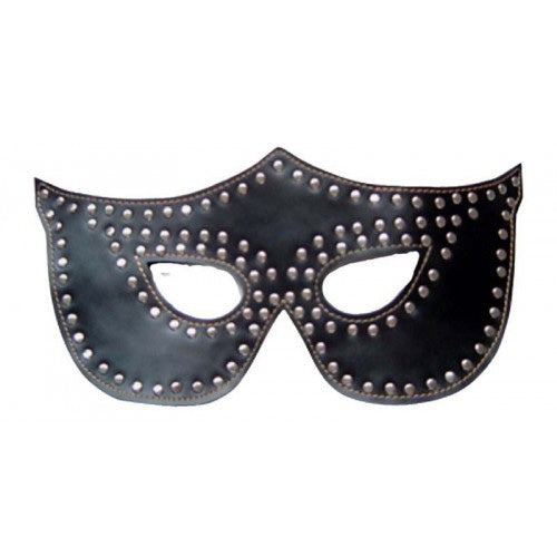 Rapture Black Leather Mask with Silver Rivets