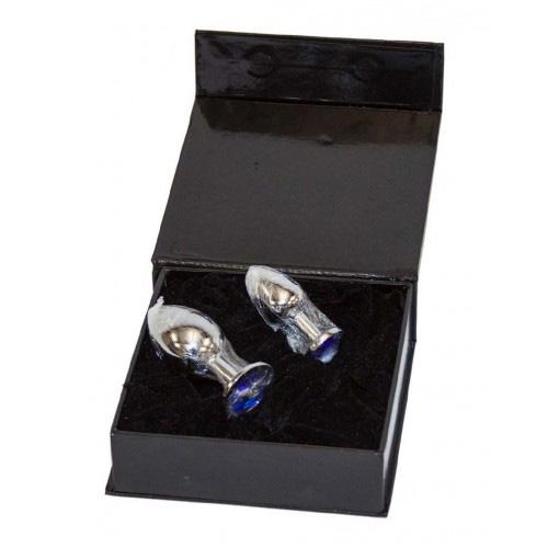 Rapture Butt Plug: Polished Stainless Steel Butt Plug (Set of 2 with Blue Crystal) 1