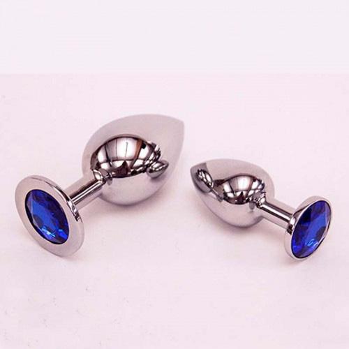 Rapture Butt Plug: Polished Stainless Steel Butt Plug (Set of 2 with Blue Crystal) 4
