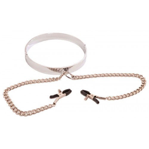 Rapture Stainless Steel Collar with Nipple Clamps