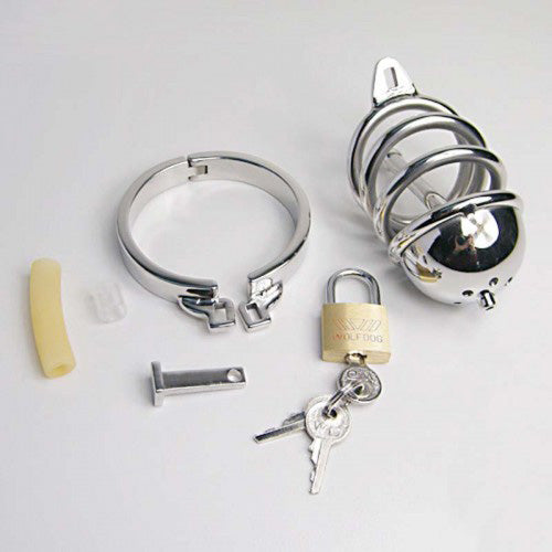 Rapture Stainless Steel Ring-Cap Cock Cage with Urethral Probe