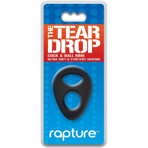 Rapture The Tear Drop Premium Silicone Cock & Ball Ring Black