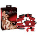 Bad Kitty Red Box Bondage Set 8pc Red/Black Whip