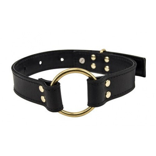 bound leather o-ring choker collar black
