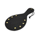 bound leather paddle with brass stud black