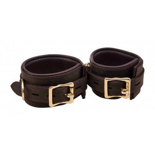 bondage bound nubuck leather ankle cuffs black