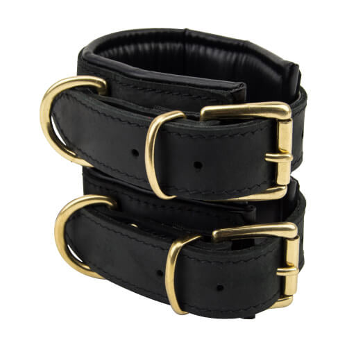 Bound Noir Leather Slim Wrist Cuffs 2