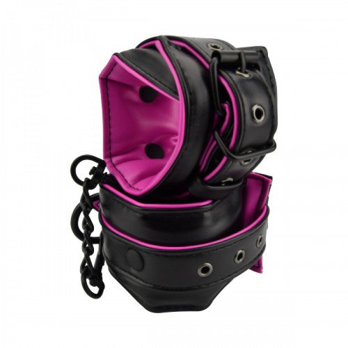 Bound To Please Pink & Black Ankle Cuffs