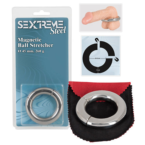 sex toy accessories sextreme magentic ball stretcher 45mm silver
