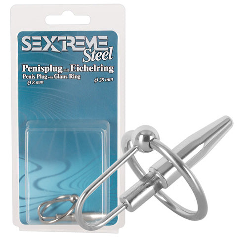 sex toy accessories sextreme penis plug and glan ring 28 silver