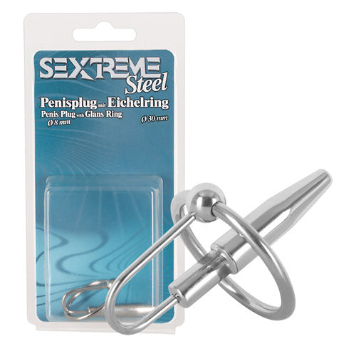sex toy accessories sextreme penis plug and glan ring 30mm silver