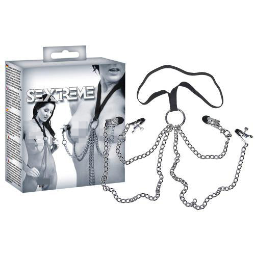 Sextreme Woman Chain Harness with Collar Strap