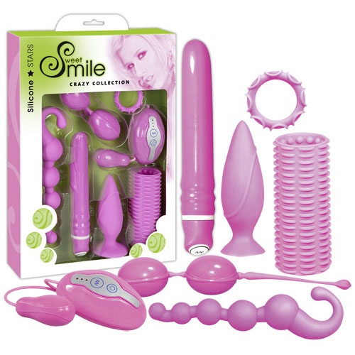 anal beads smile sex toy kit pink