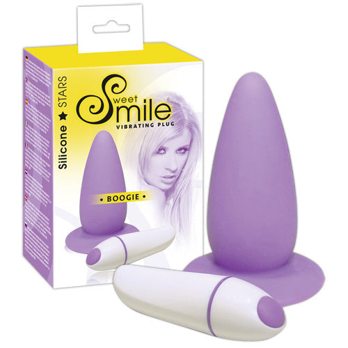 smile silicone butt plug boogie violet